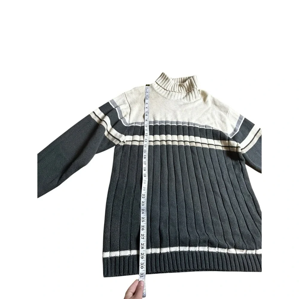 Vintage Y2k Southpole Sweater Mens Large‎ Stripe Mock Neck Ribbed Turtleneck